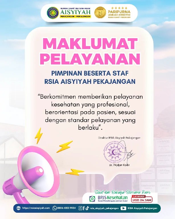 Maklumat Pelayanan RSIA Aisyiyah Pekajangan